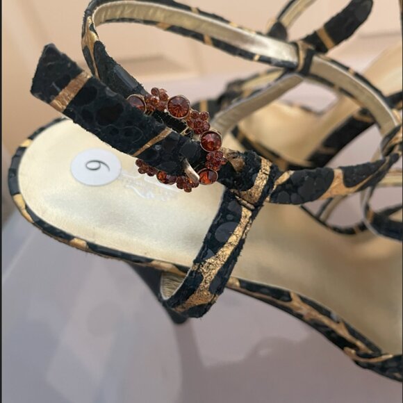leopard print high heel sandals - brand new  - JLo size 10 - Picture 4 of 5
